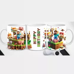   Minecraft születésnapi bögre – „Happy Birthday” felirattal