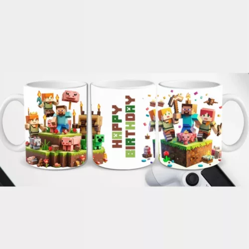 Minecraft születésnapi bögre – „Happy Birthday” felirattal