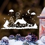 Karácsonyi ablakmatrica 4, havas táj