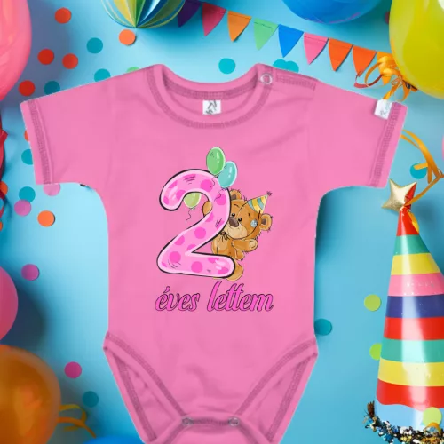 Macis két éves szülinapi lányos születésnapi body (3.változat)
