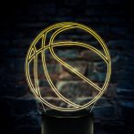 Kosárlabda 3D hatású Led lámpa Kontúrgravírozott