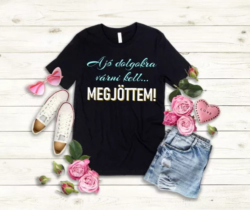 A jó dolgokra várni kell...  női póló
