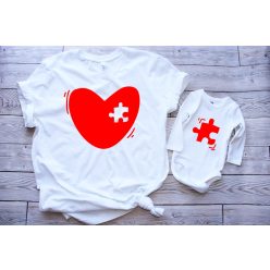 2. Anya-Gyerek puzzle szíves póló-body szett