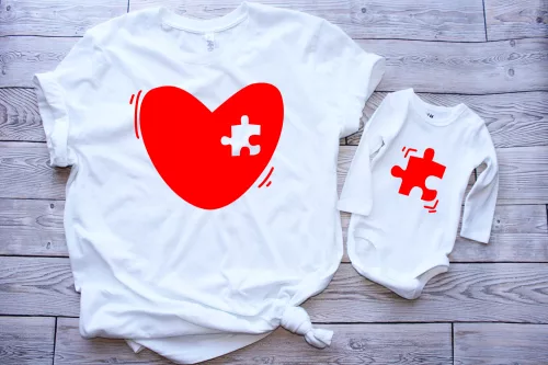 2. Anya-Gyerek puzzle szíves póló-body szett