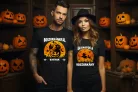 Boszorkánnyal vagyok halloween páros póló