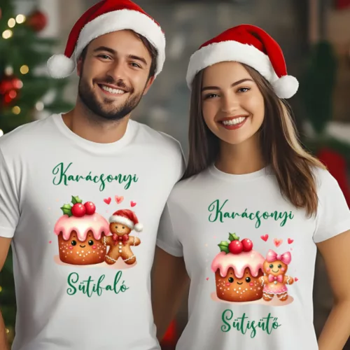 Karácsonyi sütisütő-sütifaló páros póló 