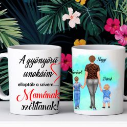   A gyönyörű unokáim ellopták a szívemet – mamás személyre szabható Kisfiú-Babafiú bögre