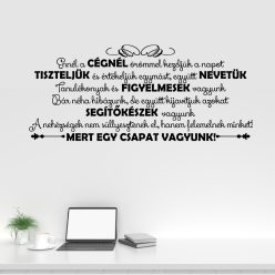   Ennél a cégnél örömmel kezdjük a napot idézetes falmatrica
