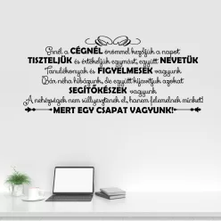   „Ennél a cégnél örömmel kezdjük a napot” – Motivációs idézetes falmatrica