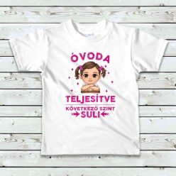   Óvoda teljesítve baba póló – Egyedi karakterrel, névvel kislánynak