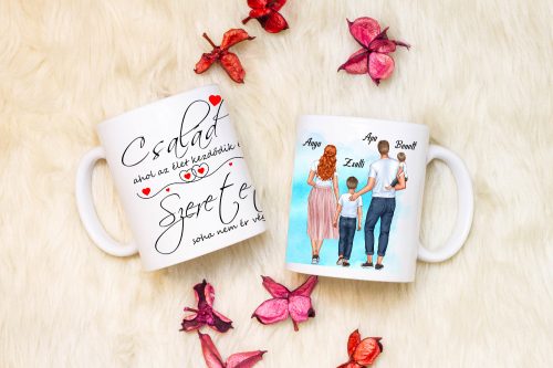 Család ahol az élet kezdődik bögre Kisfiú-Babafiú