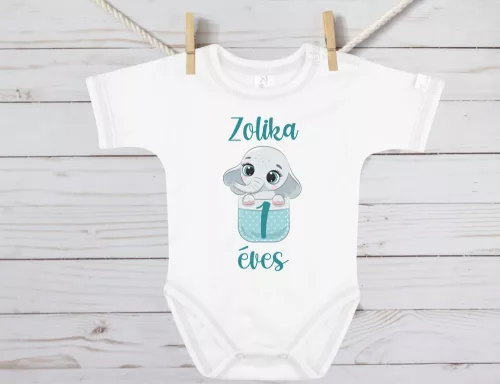 2. Elefántos születésnapi baba body