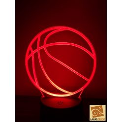 Kosárlabda 3D hatású Led lámpa Telibe gravírozott
