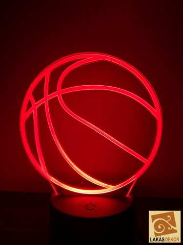 Kosárlabda 3D hatású Led lámpa Telibe gravírozott