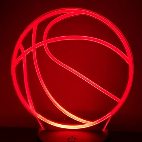 Kosárlabda 3D hatású Led lámpa Telibe gravírozott
