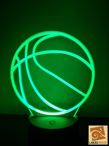 Kosárlabda 3D hatású Led lámpa Telibe gravírozott