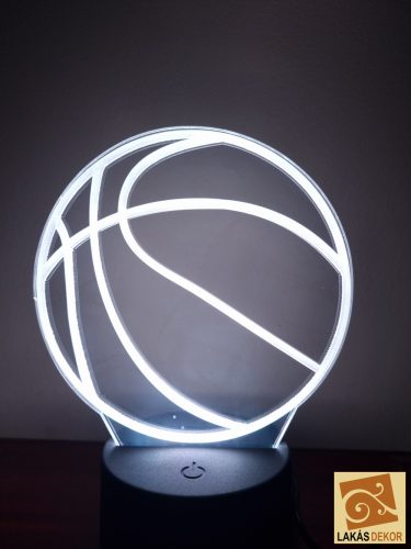 Kosárlabda 3D hatású Led lámpa Telibe gravírozott