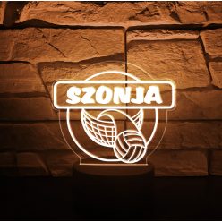  Röplabdás névvel telibe gravírozva 3D hatású led lámpa