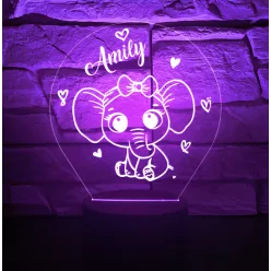 Elefántos 7 színű 3D LED lámpa