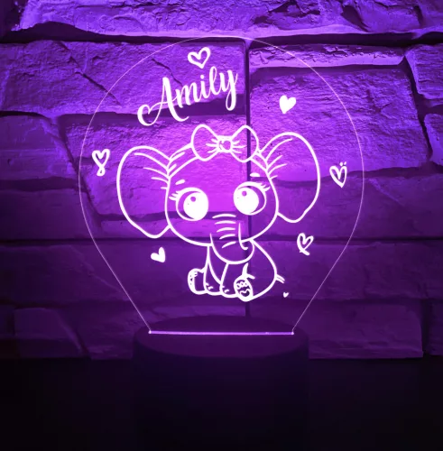 Elefántos 7 színű 3D LED lámpa