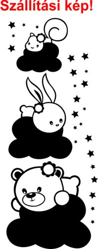 Kisállatok felhőn csillagokkal falmatrica (1.változat)