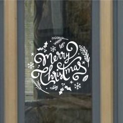   Karácsonyi ablakmatrica – „Merry Christmas” felirattal, ünnepi mintákkal