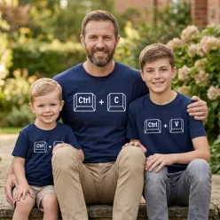   Családi Póló Szett – "Ctrl+C és Ctrl+V" Apa-Fiai Minta