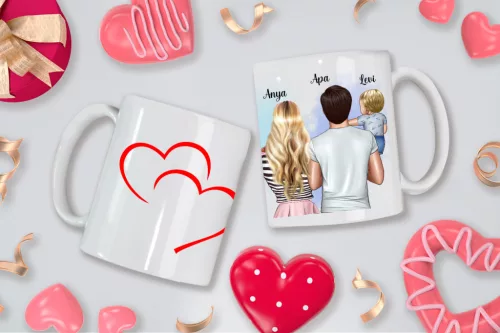 Családi személyre szabható egyedi bögre (Kisfiú-Baba)