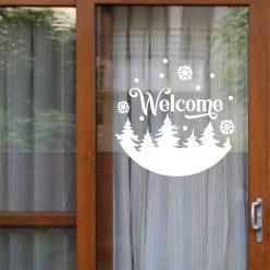  Welcome karácsonyi matrica – fenyőfás és hópelyhes ünnepi dekoráció