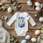 Zsebi Nyuszi– Névre Szóló Húsvéti Baba Body Farmerzseb Mintával