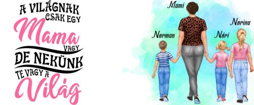 Egyedi Mama-Unokái bögre Kisfiú-Kislány-Lány