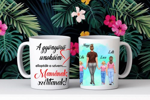 Egyedi Mama-Unokái bögre Kislány-Kislány-Lány