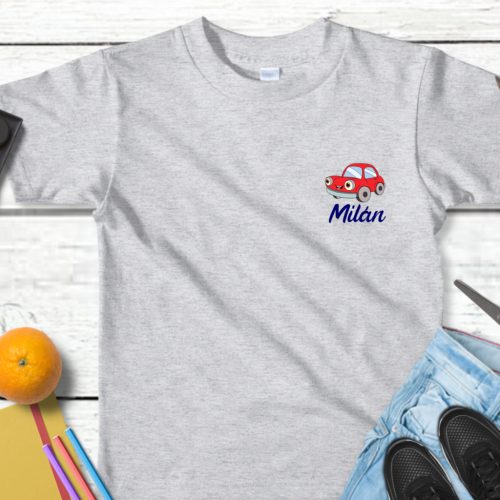 Névre szóló ovis póló fiúknak – 100% pamut, névvel és jellel