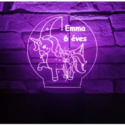 Unicornisos szülinapi 3D LEDlámpa
