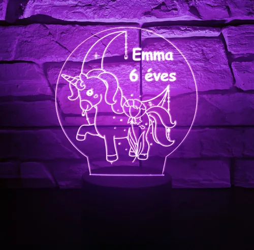 Unicornisos szülinapi 3D LEDlámpa