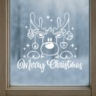 Varázslatos karácsonyi ablakmatrica rénszarvassal és díszekkel