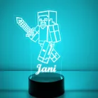 Minecraft gamer 3D LED lámpa névvel – Egyedi éjjeli fény ajándékba