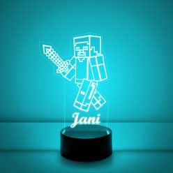 Minecraft 7 színű 3D LED lámpa névvel