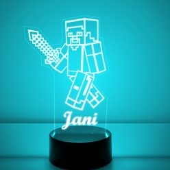   Minecraft gamer 3D LED lámpa névvel – Egyedi éjjeli fény ajándékba