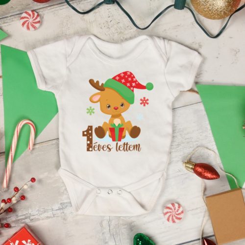 Szülinapi szarvasos baba body