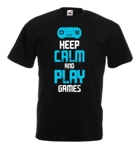 Keep Calm and Play Games sötét pólóhoz