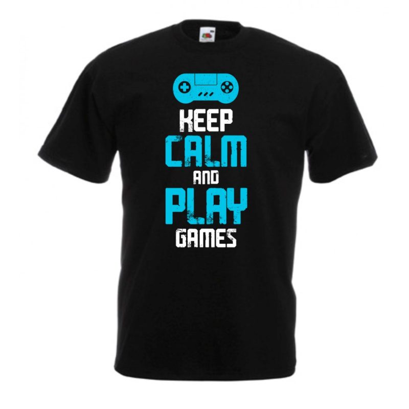 Keep Calm and Play Games sötét pólóhoz