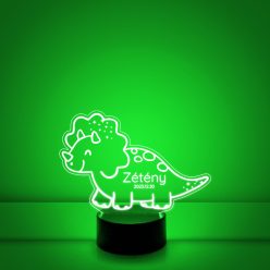 Dinós 7 színű 3D LED lámpa névvel és dátummal