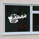 Karácsonyi ablakmatrica – Mikulás szánnal és rénszarvasokkal