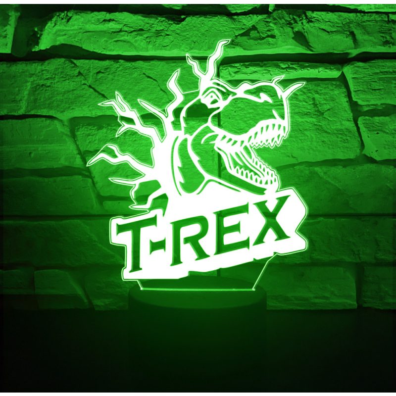 T-REX 3D hatású led lámpa Telibe gravírozott