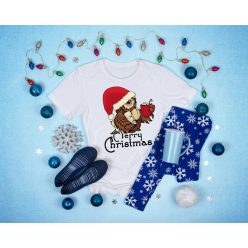 Baglyos kávés karácsonyi női póló