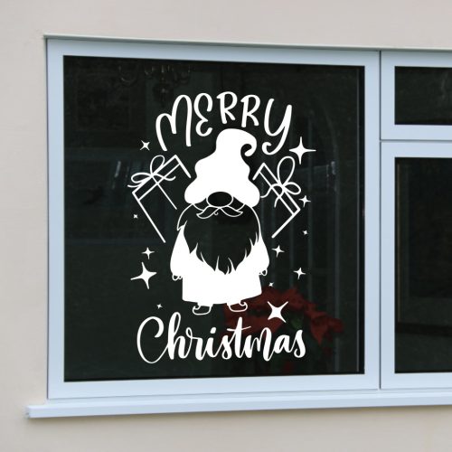 Karácsonyi ablakmatrica manó mintával – ajándékos ünnepi dekoráció