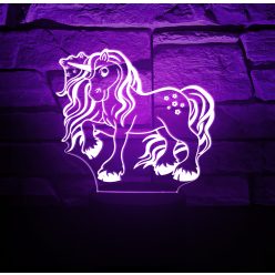 Unikornis 3D ledlámpa (telibe gravírozott)
