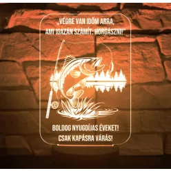   Nyugdíjas Horgásznak 3D LED Lámpa – Megható és Látványos Ajándék
