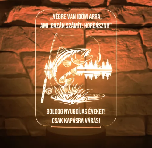 Nyugdíjas Horgásznak 3D LED Lámpa – Megható és Látványos Ajándék